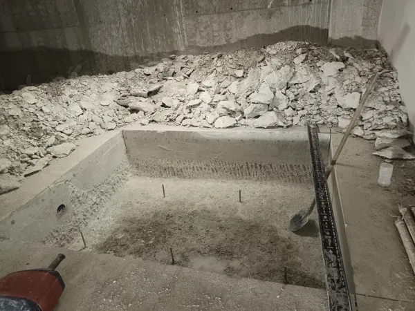 Zemin betonunda kanal açma ve kesim sonrası yüzey görünümü